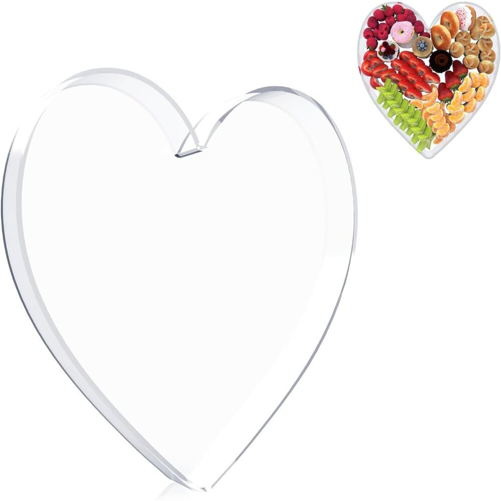 13.8" Acrylic Heart Shaped Charcuterie Board, Heart Plates for Dessert Appetizer